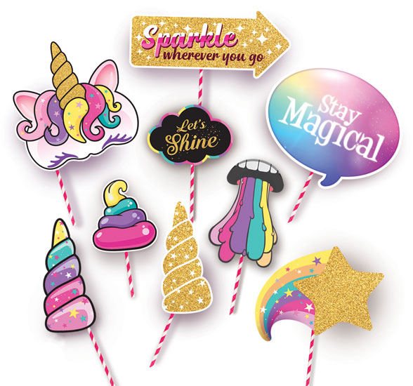 Magical Unicorn Theme Photography Backdrop and Props Glittery Garden