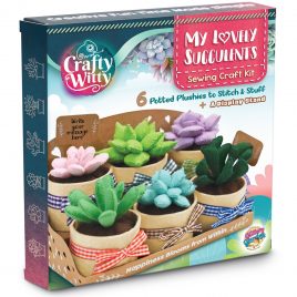Felt Succulents Craft Kit. Make 6 Potted Colorful Plushies & A Display Rack. Mini Garden DIY Sewing Project, Activity Set, Arts & Crafts Supplies